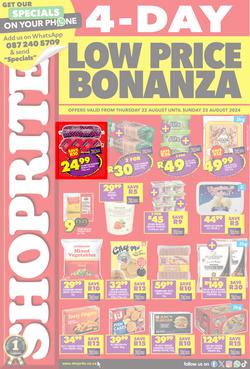 Shoprite KwaZulu-Natal : Low Price Bonanza (22 August - 25 August 2024), page 1
