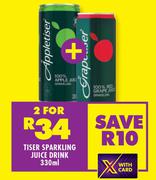 Tiser Sparkling Juice Drink-For 2 x 330ml
