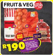  Class 1 Best Potatoes 7Kg Pocket+Butternut 6Kg Bag+Class 1 Onions 7Kg Bag+Jam Tomatoes 2Kg-For 4