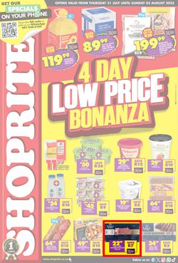 Shoprite KwaZulu-Natal : Low Price Bonanza (31 July - 03 August 2025), page 1