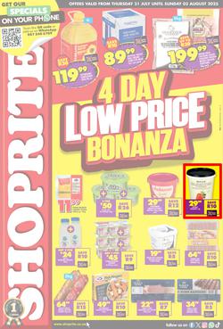Shoprite KwaZulu-Natal : Low Price Bonanza (31 July - 03 August 2025), page 1