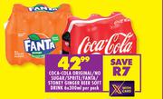 Coca Cola Original/No Sugar/Sprite/Fanta/Stoney Ginger Beer Soft Drink-6 x 300ml Per Pack