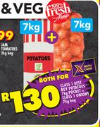 Class 1 Best Potatoes 7Kg Pocket + Class 1 Onions Bag 7Kg-Both For