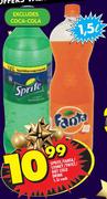 Sprite/Fanta/Stoney/Twist/Diet Cold Drink-1.5Ltr Each