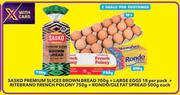 Sasko Premium Slices Brown Bread 700g + Large Eggs 18 Per Pack + Ritebrand French Polony 750g-Combo