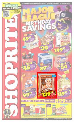 Shoprite KwaZulu-Natal : Major League Birthday Savings (21 July - 10 August 2025), page 1