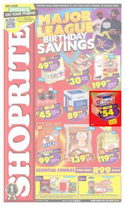 Shoprite KwaZulu-Natal : Major League Birthday Savings (21 July - 10 August 2025), page 1
