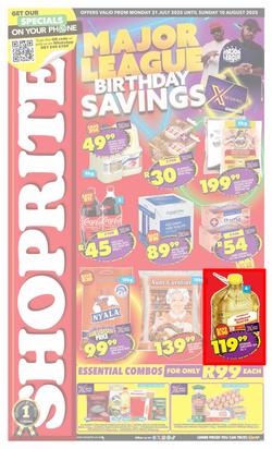Shoprite KwaZulu-Natal : Major League Birthday Savings (21 July - 10 August 2025), page 1