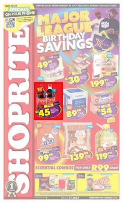 Shoprite KwaZulu-Natal : Major League Birthday Savings (21 July - 10 August 2025), page 1