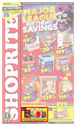Shoprite KwaZulu-Natal : Major League Birthday Savings (21 July - 10 August 2025), page 1
