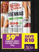 Rainbow Simply Chicken Viennas-500g