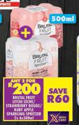 Brutal Fruit Litchi Seche Strawberry Rouge/Ruby Apple Sparkling Spritzer-For 2 x 6 x 500ml
