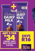 Cadbury Dairy Milk Chocolate Slab-For 2 x 80g