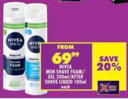 Nivea Men Shave Foam/Gel 200ml/After Shave Liquid 100ml-Each