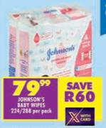 Johnson's Baby Wipes-224/288 Per Pack