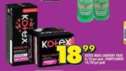 Kotex Maxi Sanitary Pads 8/10/Pantyliners 16/20-Per Pack 