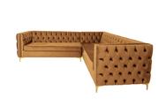 Rosa Oxford Corner Button Couch - Tan