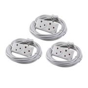 5m Extension Cord With A Two-Way Multi-Plug Extension Lead Bulk 3 Pack
