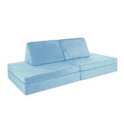 Zoey 4-Piece Modular Kiddies Play Couch -Light Blue Velvet