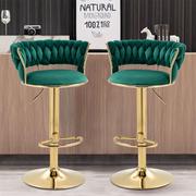KC FURN-Set Of 2 Cady Velvet Swivel Bar Stool (Green)