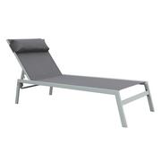 SUNBED W/ HEAD CUSHION STEEL GREY
