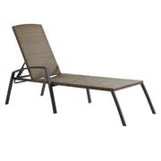 SUNBED WICKER-STEEL DARK BROWN 65X200