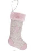 CHRISTMAS STOCKING FELT FUR PINK STAR