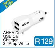 AHHA Dual USB Car Charger 3.4Amp White