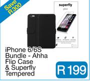 iPhone 6/6S Bundle - Ahha Flip Case & Superfly Tempered