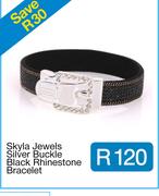 Skyla Jewels Silver Buckle Black Rhinestone Bracelet