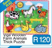 Viga Wooden Farm Animals Thick Puzzle