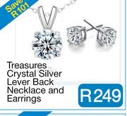 Treasures Crystal Silver Lever Back Necklace and Earrin