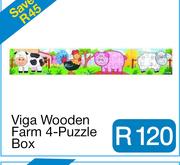 Viga Wooden Farm 4-Puzzle Box