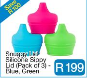 Snuggy Lid Silicone Sippy Lid (Pack of 3) - Blue, Green