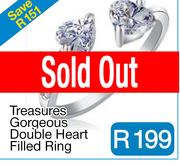 Treasures Gorgeous Double Heart Filled Ring