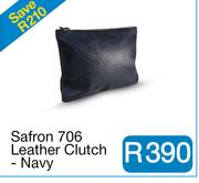 Safron 706 Leather Clutch - Navy