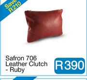 Safron 706 Leather Clutch - Ruby