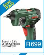 Bosch - 3.6V Li-ion Cordless Screwdriver 