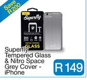 Superfly Tempered Glass & Nitro Space Grey Cover - iPho