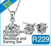 Round Cubic Zirconia Necklace and Earring Set 