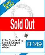 Ahha Donutstring Sync & Charge Cable 1.2M White