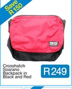 Crosshatch  Soarano Backpack in Black and Red