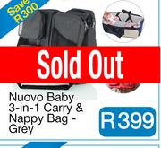 Nuovo Baby 3-in-1 Carry & Nappy Bag - Grey