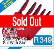 Royalty Line 5-Piece Ceramic Coating Knife Set With Sta