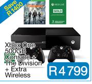 Xbox One 500GB Console + The Division + Extra Wireless 