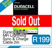 Duracell Apple MFi Lightning Sync & Charge Cable 2m Whi