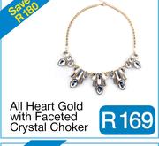 All Heart Gold with Faceted Crystal Choker