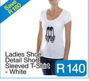 Ladies Shoe Detail Short Sleeved T-Shirt - White