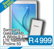 Samsung Galaxy TAB A White 9.7" LTE Tablet & Proline 50