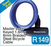 Master Lock Keyed 1.8m x 8mm Braided Steel Bicycle Cabl